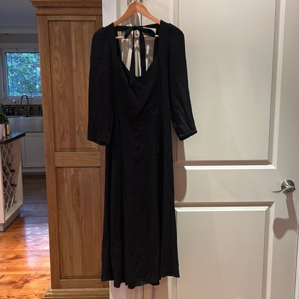 REFORMATION MARA black midi dress 6 NWOT - Picture 2 of 11
